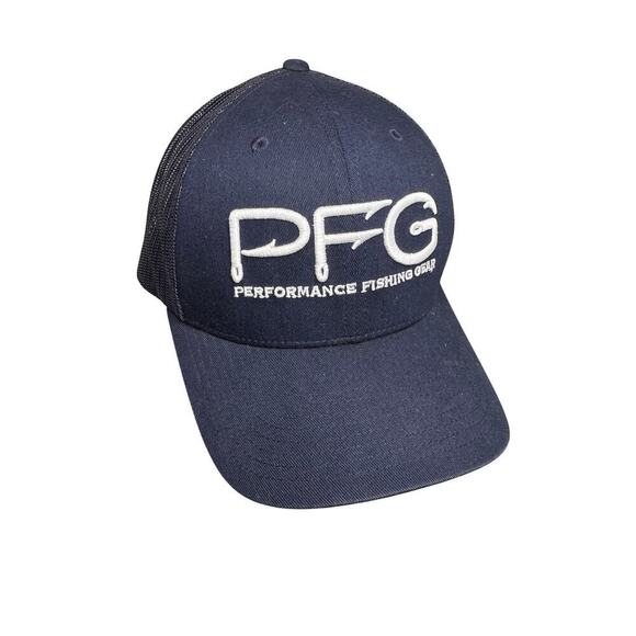 Columbia PFG Fishing Mesh Ball Cap Hat Performance Gear Snapback Navy Blue - Picture 4 of 16